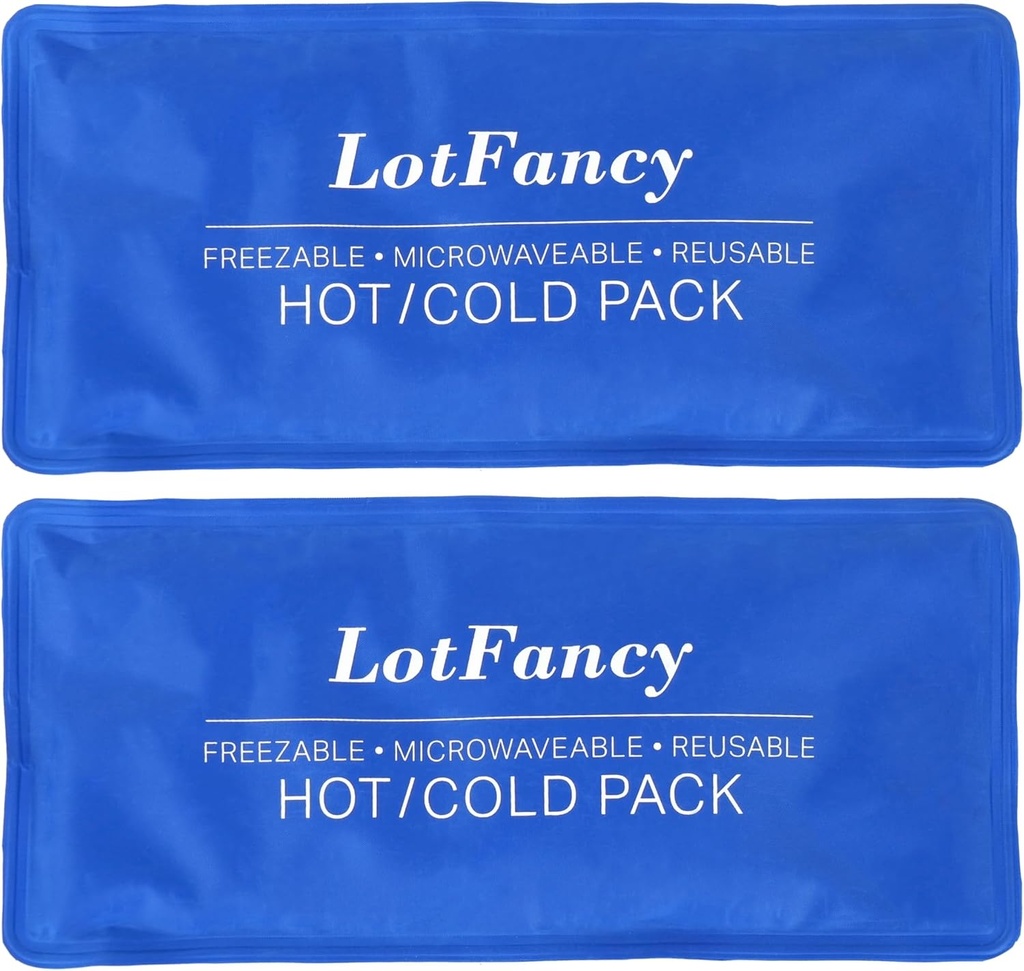 LotFancy Ice Pack for Injuries, Pack of 2, FSA HSA Eligible, Reusable Hot Cold Pack for Therapy, Cooling or Heating Pad for First Aid, Back Hombro Head Feet Doin Relief, 11 x 5 pulgadas