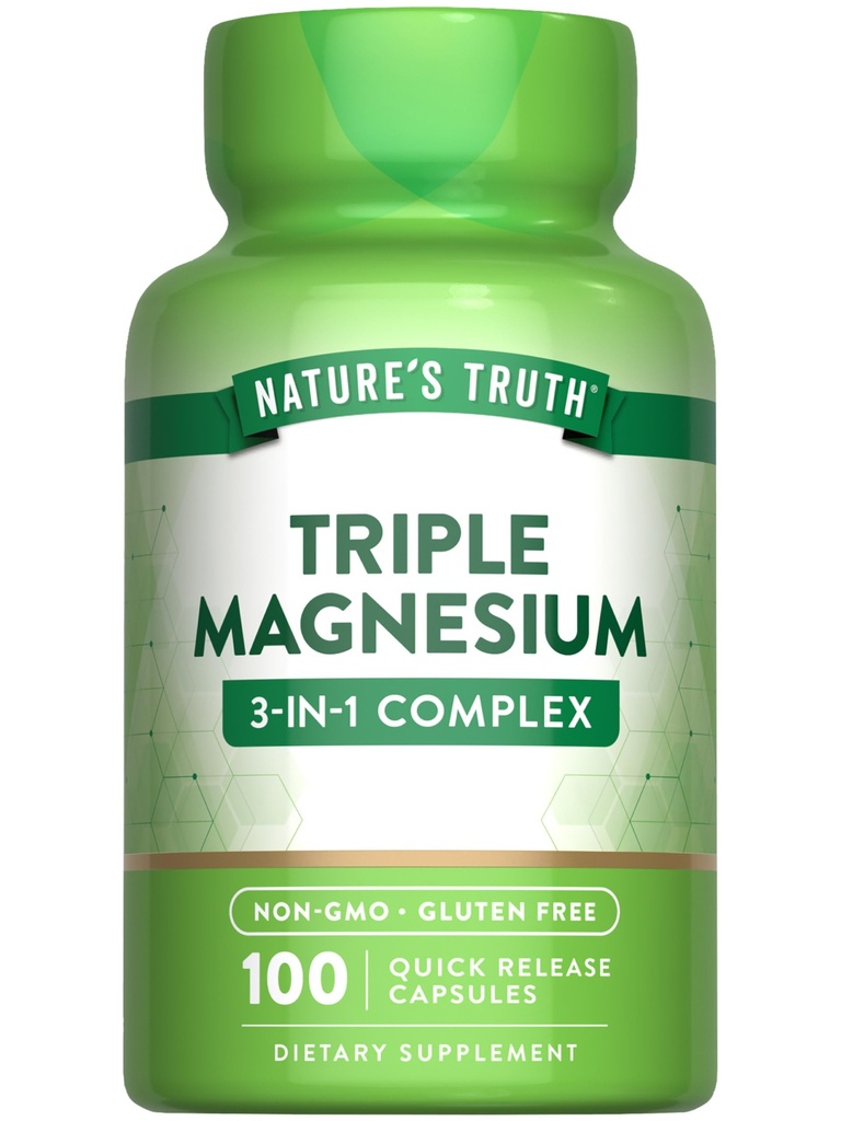 Verdad Triple Magnesium Complex Suplemento tención 100 cápsulas del óxido de magnesio, citrato " Aspartate  durable Non-GMO " Gluten Free