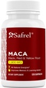 Safrel Organic Maca Root Negro, Rojo, Amarillo 1900 MG por Serving - 120 Vegan Capsules Peruano Maca Root Gelatinized 100% Puro Non-GMO Apoyos Reproductive Health Natural Energizer