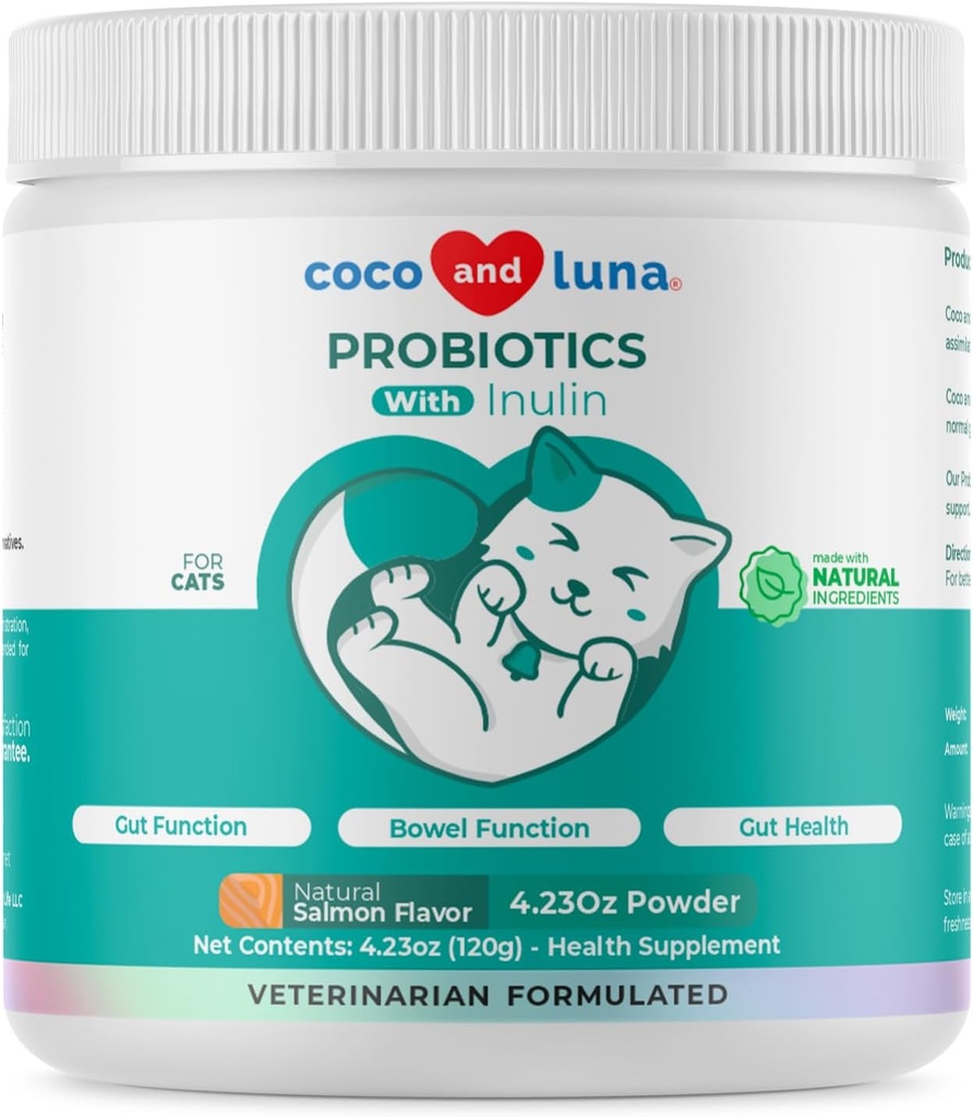 Probióticos para gatos – 4.23oz/120g Polvo - Cat Probiotics and Digestive Enzymes, Probiotics Powder, Promotes Healthy Stomach and Digestion
