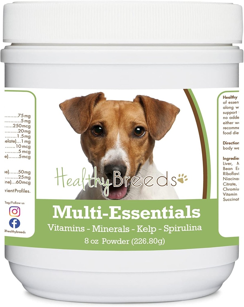 Hierbas saludables Jack Russell Terrier Multi-Esenciales Polvo para perros - un suplemento ideal de vitaminas, minerales y antioxidantes para su perro - 8 oz