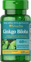 Puritans Pride Ginkgo Biloba Standardized Extracto 60 mg Tabletas, 120 Conde
