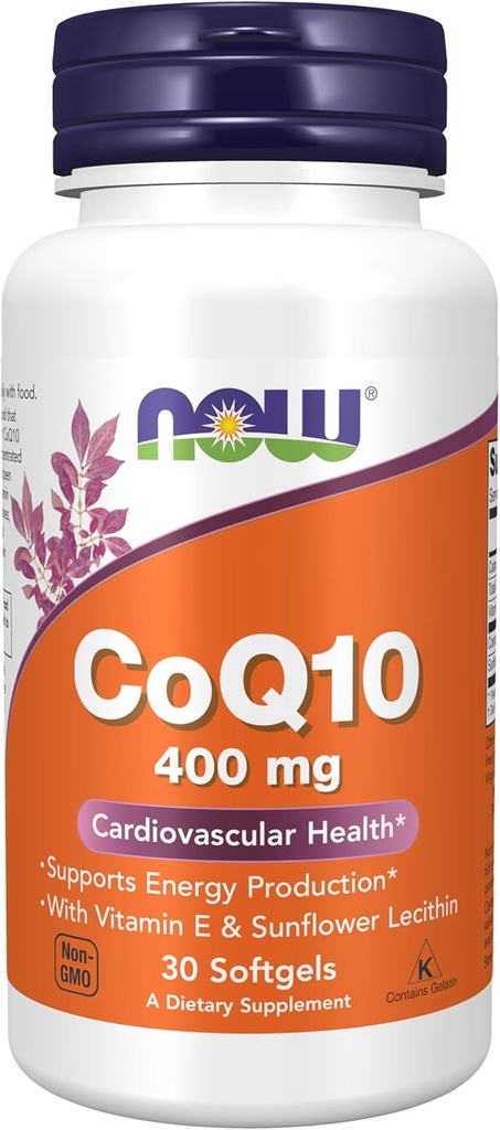AHORA Suplementos Alimentarios, CoQ10 400 mg, Grado Farmacéutico, Forma All-Trans producida por Fermentation, 30 Softgels