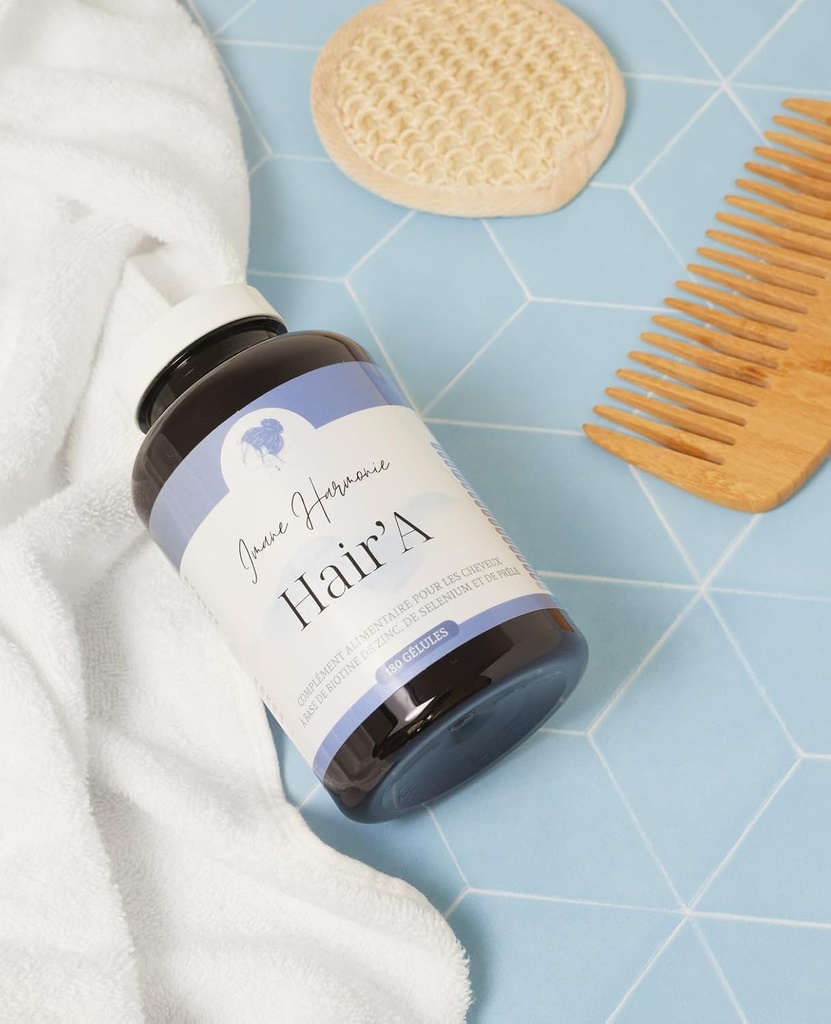 Hair'A - 2 meses de tratamiento - Pérdida Anti-Hair - Suplementos de alimentos PCOS - Pérdida de cabello androgénico - Fórmula natural con plantas, minerales y elementos de rastro - 180 cápsulas