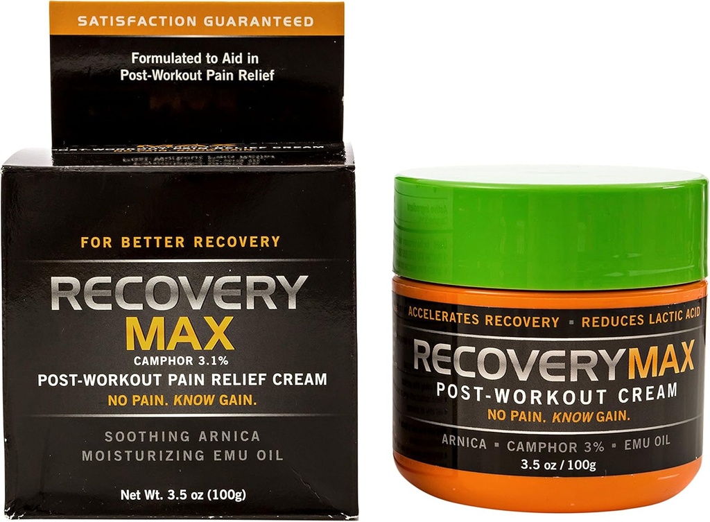 RecuperaciónMax – Post Workout Cream – Para el uso en el programa de entrenamiento de fitness para la recuperación del músculo de la velocidad – Reducir la calma muscular - Volver al ejercicio más rápido –Recovery Suplemento – 3.5 oz