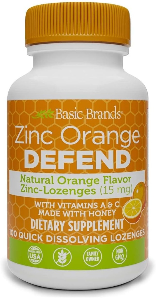 Marcas básicas Zinc Lozenges, 100 Cuenta, Orange