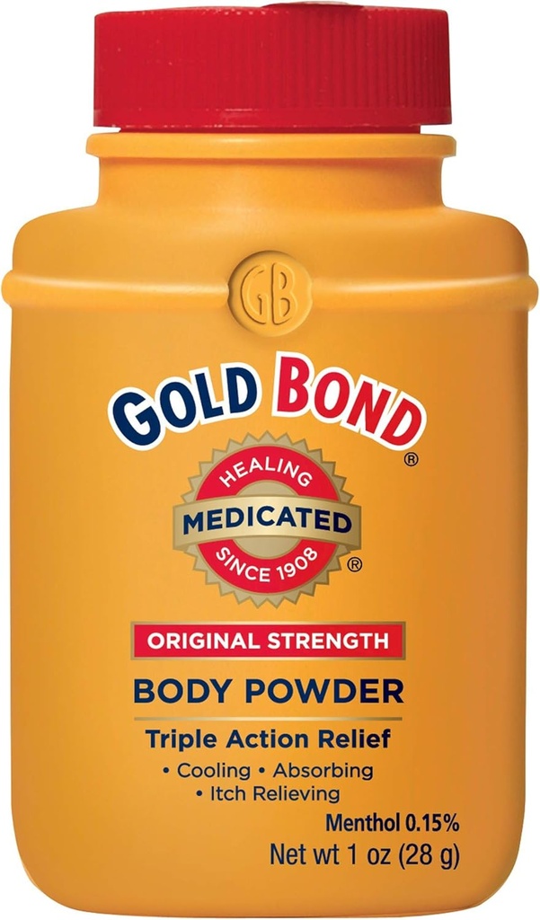 GOLD BOND Talc-Free Medicated Original Strength Body Powder Tamaño de viaje, 1 Oz (4 Pack)