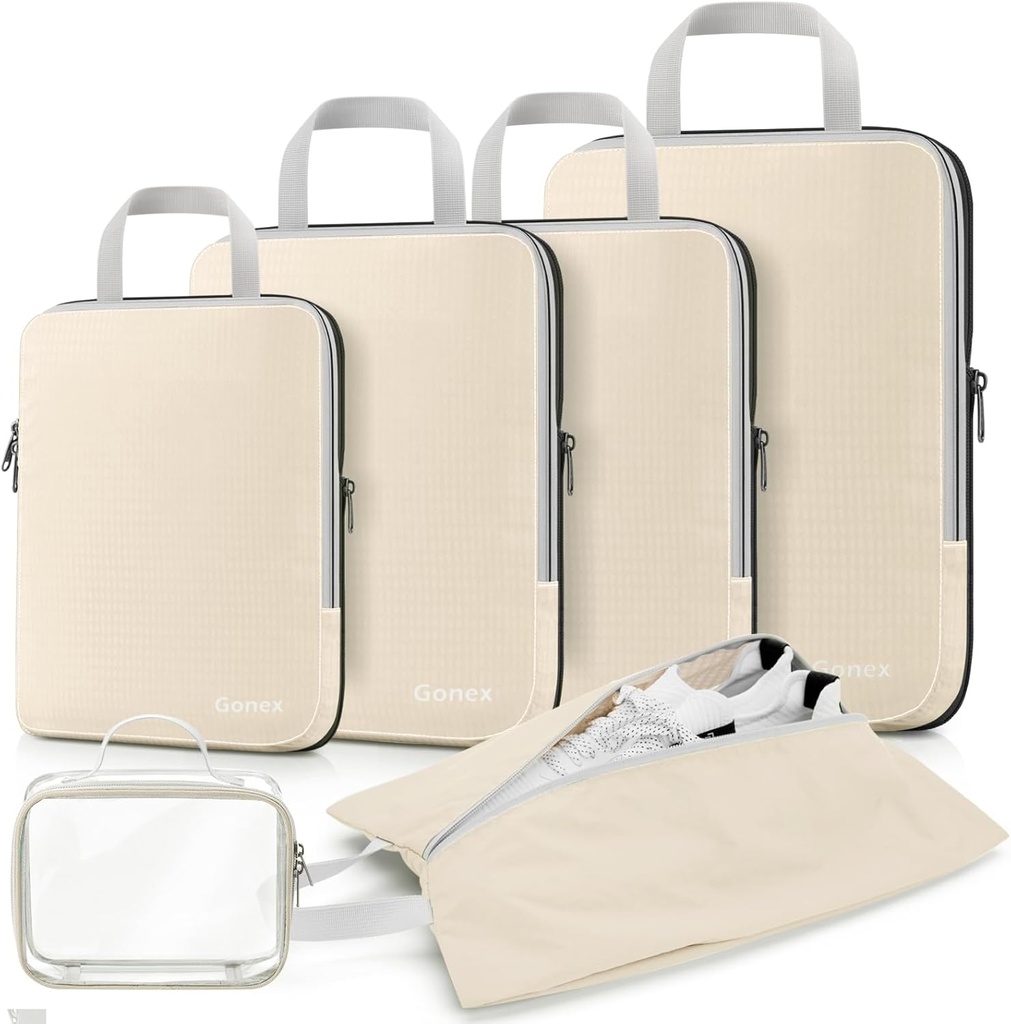 Gonex Compresión Embalaje Cubos, 3pcs/4pcs Almacenamiento Ampliable Bolsas de equipaje Organizadores