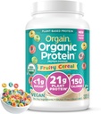 Orgain Orgain Pólvora de proteínas orgánicas, Cereales afrutados - 21g Proteína con base vegetal, fibra prebiótica de 8g, carbohidratos bajos, sin ingredientes de lactosa, sin azúcar añadido, no fumador, para sacudidas " , 2,03 lb