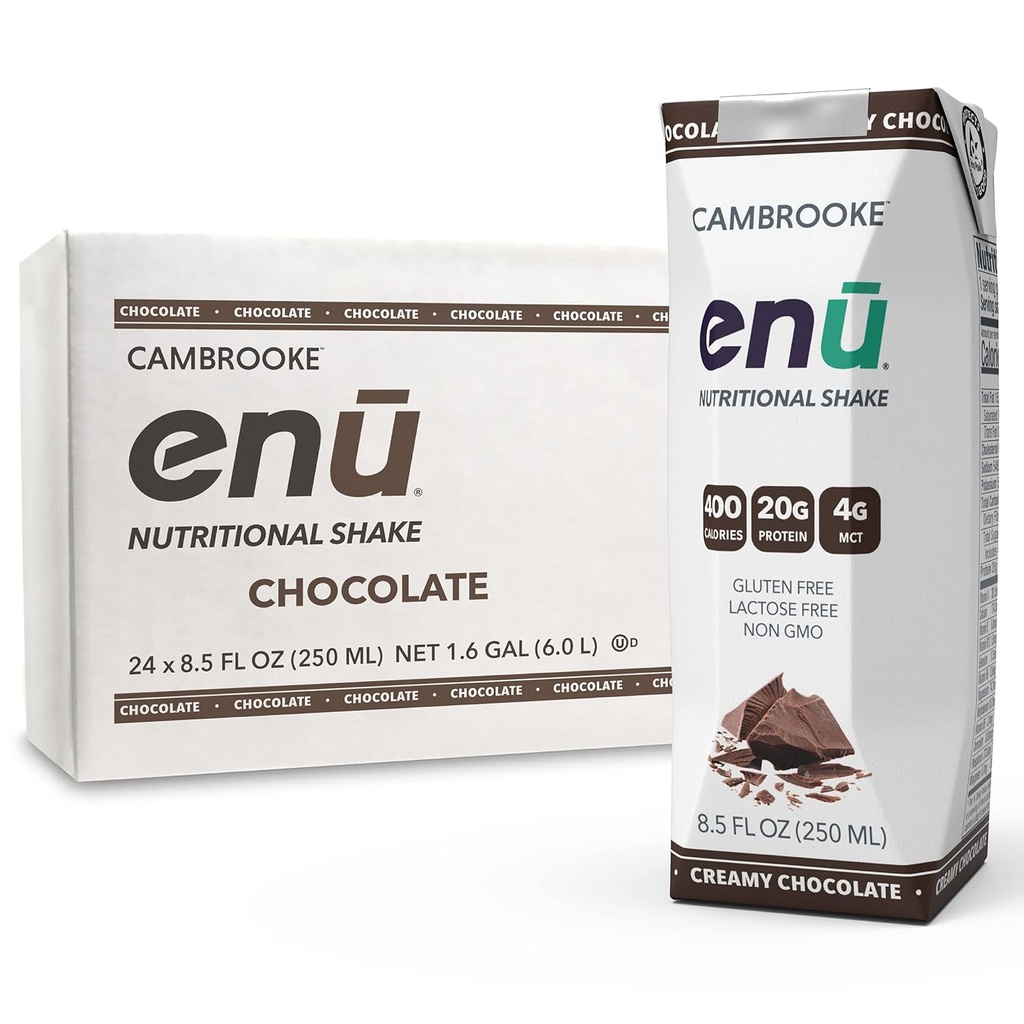 ENU Nutrición Shakes - 20g Protein tención 400 Calories - Reemplazo de comida para la ganancia de peso (Chocolate, Pack de 24)