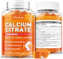 Calcio 1200 mg con vitamina D3 Suplemento Gummies para adultos: Absorción final Citrato de calcio con vitamina D3 K2, Extracto Turmérico, MSM para hombres