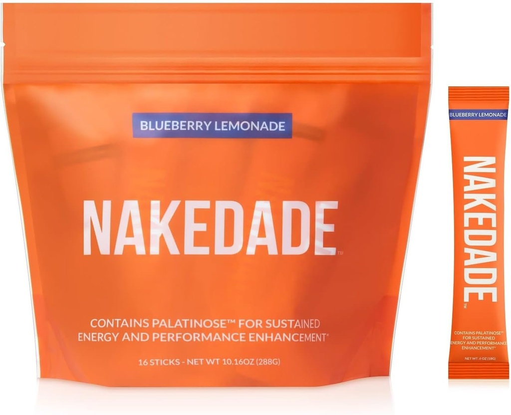 Nakedade Blueberry Lemonade – Performance Enhancing Sports Drink Powder - Electrolyte Powder – No GMOs or Artificial Sweeteners, Gluten-Free, Soy-Free, Dairy-Free – 16 Sticks