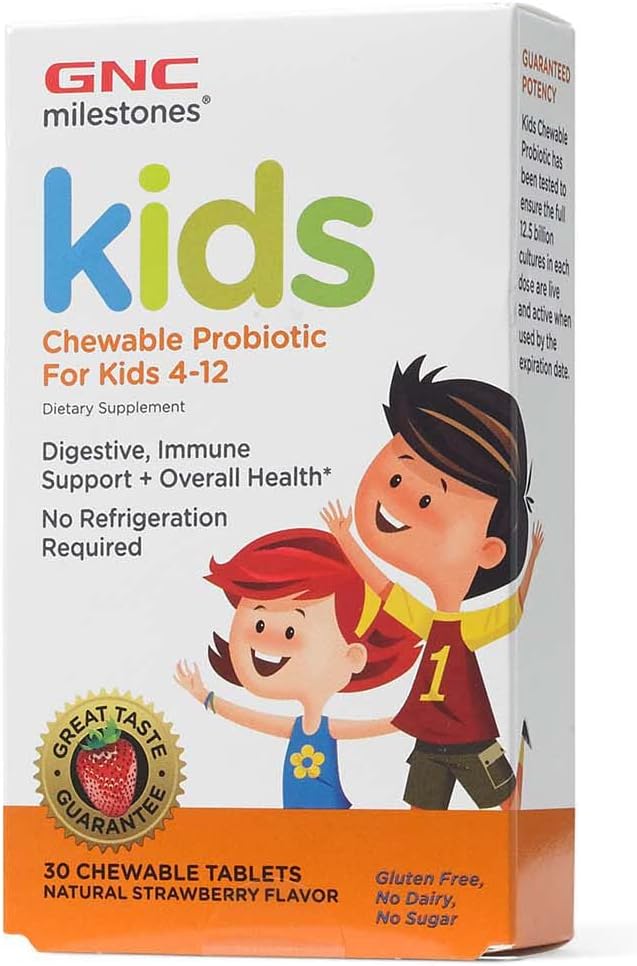 GNC Miles Kids Chewable Probiotic for Kids 4-12, 30 Chewable Tablets, Supports Digestive and Immune System