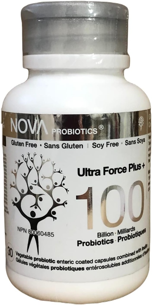 Probióticos de NOVA Multi-Strain Ultra Strength Plus+ 100 Probióticos de billón por cápsula-30 VCaps
