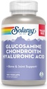 SOLARAY Glucosamina Chondroitin Ácido hialurónico, Hueso sano y Soporte Conjunto Suplemento Más Vitamina C para la absorción mejorada, Lab Verificado, Garantía de 60 días, 60 Servimientos, 180 VegCaps