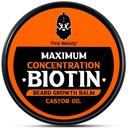 Beard Balm, 2X Concentration Biotin, with Castor Oil and Argan & Jojoba Oils, Promotes Beard Growth, Styles, Strengthenings & Softens Beards & Mustaches, 2 Ounce