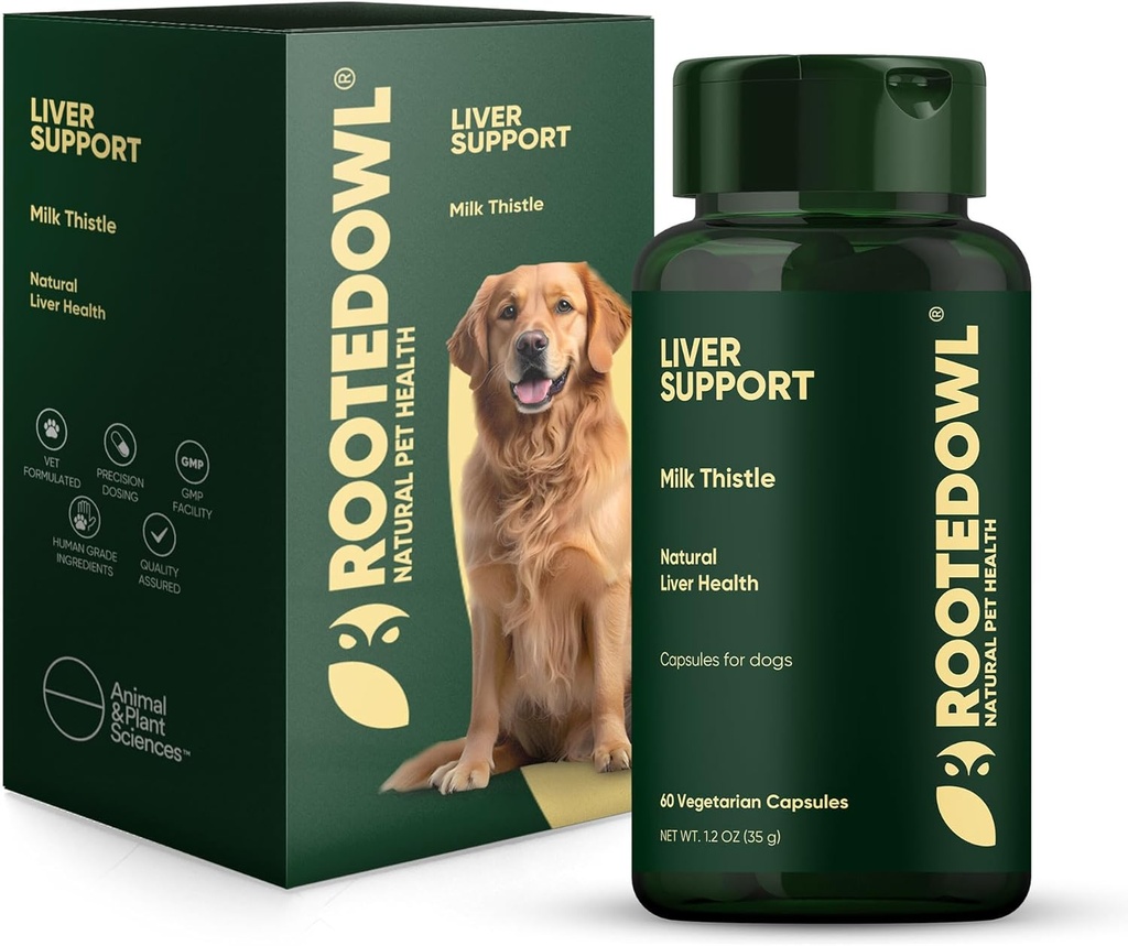 Soporte para perros - Natural Liver Health Supplement - Milk Thistle for Dogs - Vegetarian Capsules - 60/ct