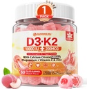 Vitamina D3 K2 Gummies 5000IU / 10.000 UI con 500mg Calcio + K2(MK-7) 200mcg, Magnesio, Vitamina C & Zinc, Extra Strength - Ultimate Absorbency for Bones, Muscles, Teeth, Vegan, 60 Conde (Pack of 1)