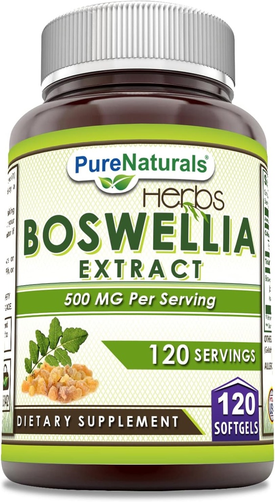 Naturales puros Boswellia Extracto TEN 500 Mg ANTE 120 Softgels Suplemento Silencio No-OMG