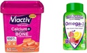 Viactiv Calcium Chews &amp; Vitafusion Omega-3 Gummy Vitaminas Bundle - 60 Calcium Chews for Bone Health + 120 Omega-3 Gummies for Heart Health