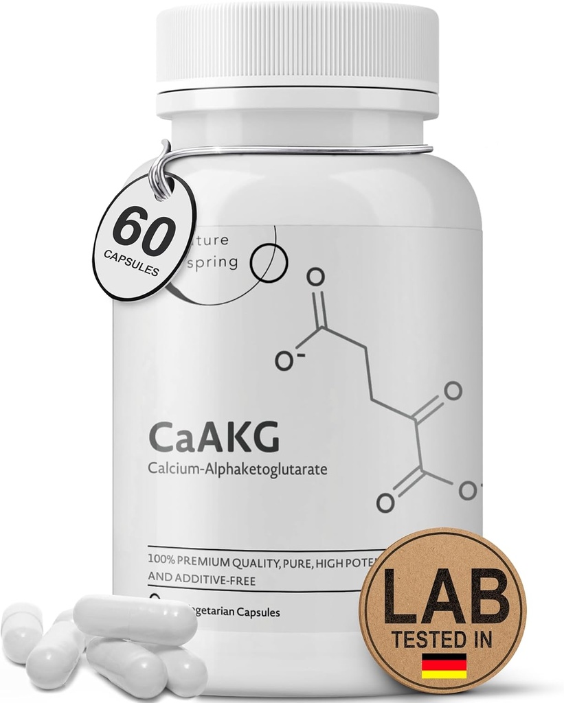 Suplemento de CaAKG (Alpha Ketoglutarate) (1.000 mg por 2 Capsule Serving, 60 cápsulas). Supports Cellular Energy