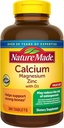 Nature Made Calcio Magnesio Zinc con vitamina D3, Suplemento dietético para el soporte de huesos, 300 Tabletas