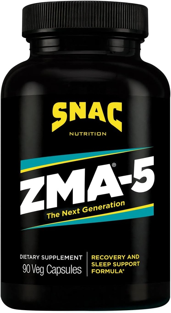 SNAC ZMA-5 Suplemento de ayuda para dormir, promover la recuperación muscular " Crecimiento, apoyo inmunitario " , sueño restaurativo con zinc, magnesio " 5-HTP, entrenamiento post, antes de cama suplementos ZMA 90 cápsulas vegetales