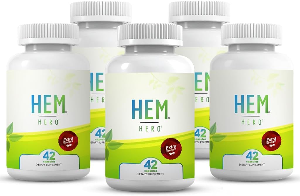 Hem Hero® Extra Strength Hemorrhoid Treatment - Reduce Swelling, Soothe Itching & Irritation - - 42 Capsules - (5-Pack)