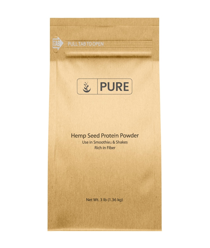 Ingredientes originales puros Hemp Seed Protein Powder (3 lb) Smoothies & Shakes, Nutty Flavor, Smooth Texture