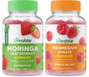 Magnesio salvavidas + hoja moringa, colchoneta de Gummies - Gran Tasting, Suplemento de vitaminas, Gluten Free, GMO Free, Chewable Gummy