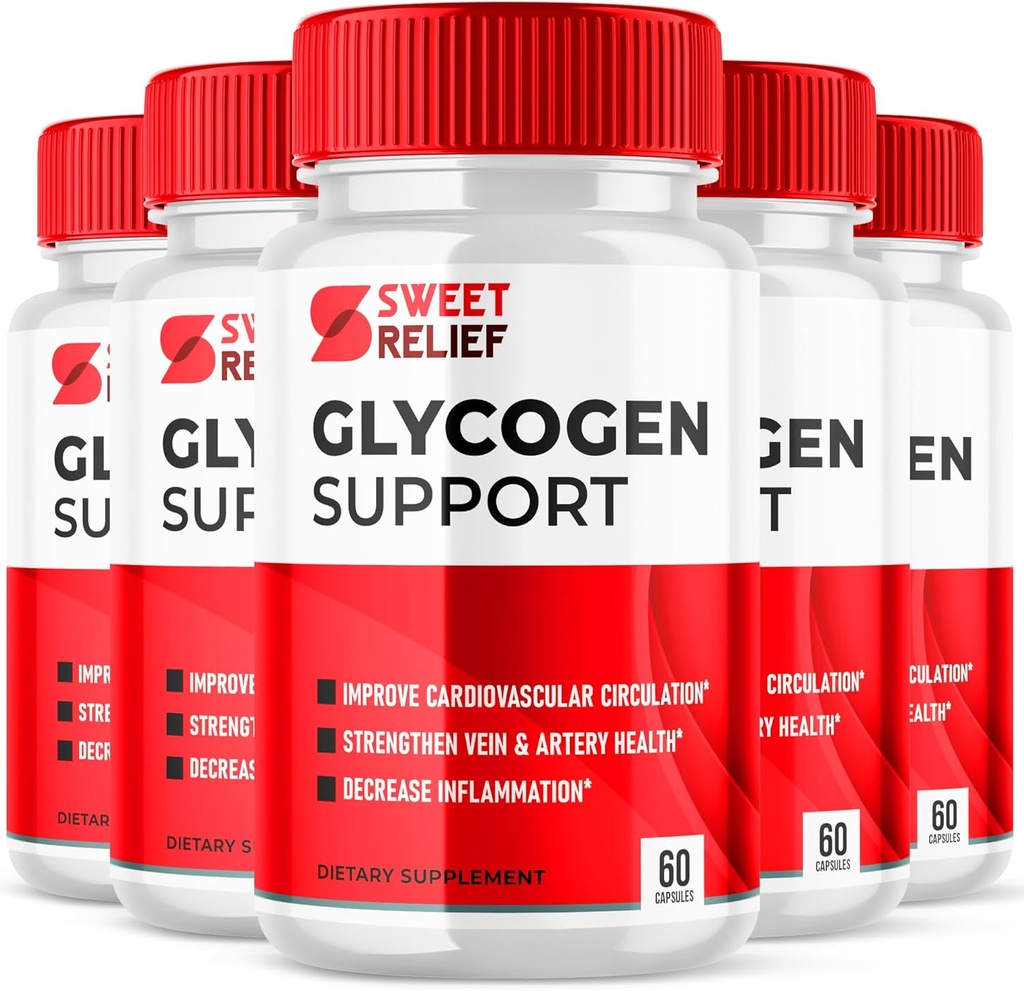 (5 Pack) Sweet Relief Glycogen Support Capsules, Sweet Relief Blood Vessel Cleaner Suplemento, Sweet Releaf Glycogen Support Sweet Relief, SweetRelief Glucogen Support Sweet Relief (300 capsules)