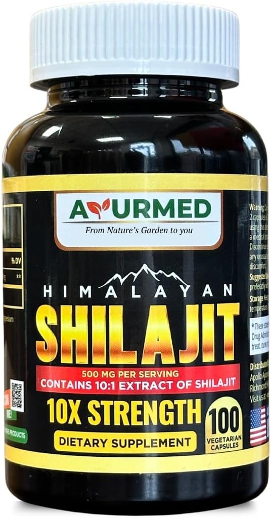 Pure Organic Himalayan Shilajit Capsules (Shilajeet) for Men and Women - 5000 mg Equivalent - Natural Energy &amp; Stamina Booster - 100 Veg Capsules ← Made in USA - Fulvic Mineral Supplement