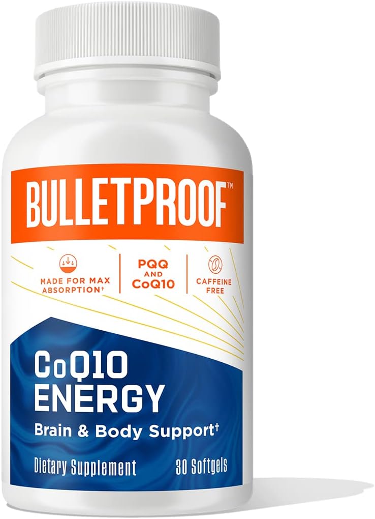 Bulletproof CoQ10 Energy Softgel, 30 Cuenta, Suplemento de Poder Su Cerebro &amp; Cuerpo