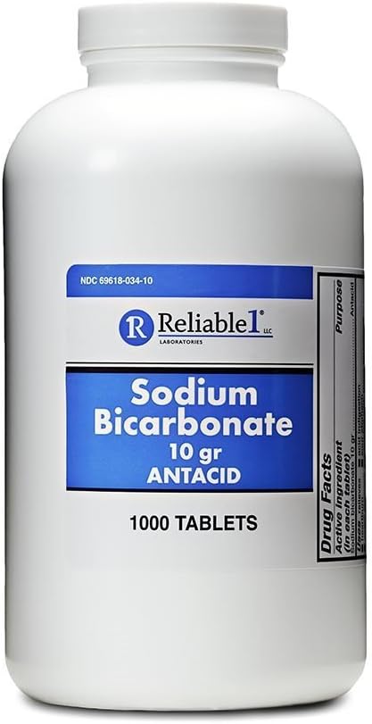 Bicarbonato de sodio 650 mg 1000 Tabletas de ácido, para el alivio de la indigestión de ácido, acidez, estómago y estómago