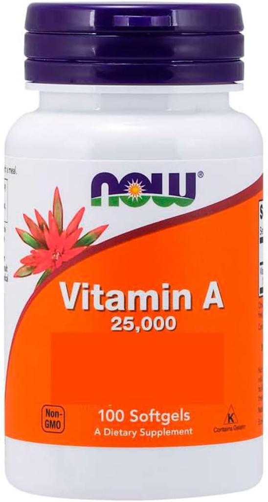 Vitamina A del aceite de hígado de pescado, 25000IU, 250 Sgels by Now Foods (Pack of 4)