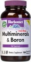 Bluebonnet Multi Minerals Supplement Plus Boron Chelated Magnesium Potassium Copper Selenium Manganese Chromium & Zinc Complex for Women & Men - No Iron, Non-GMO, Gluten-Free - 180 Vegetable Capsules