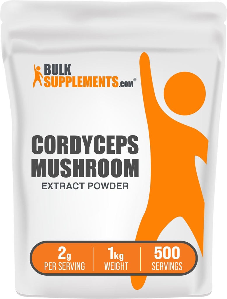 BulkSupplements.com Cordyceps Mushroom Extract Powder - Cordyceps Sinensis, Mushroom Supplement - Vegan & Gluten Free, 2g per Serving, 1kg (2.2 libras) (Pack of 1)