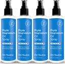 Pulverizador de aceite de magnesio puro – 8oz (4 Pack) - Orgánica USP Grado, Aceite de Magnesio para Pies, Magnesio de Minerales Antiguos - Aceite de magnesio para Los Pies - Cloruro de Magnesio Natural, Made in The USA