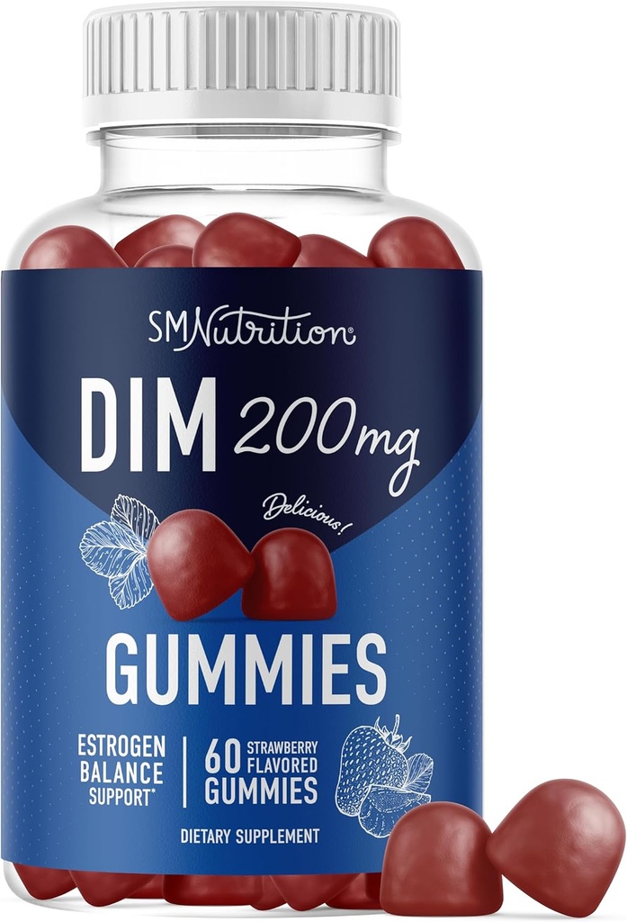 DIM Gummies ← 200mg ← Equilibrio hormonal Gummies for PMS, Menopause, Hormonal Acne &amp; More ← Estrogen Balance " Detox for Women and Men ← con 50mg Beet Root for Antioxidant Support Silencio libre de gluten 60ct.