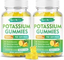 Potasio Citrate Gummies 1000mg, Alta Potencia Potasio Suplemento Gummies para Adultos Mujeres &amp; Hombres, Apoyo Leg Cramps & Muscle Health, Sugar-Free, Pineapple Flavor, 120 Condes