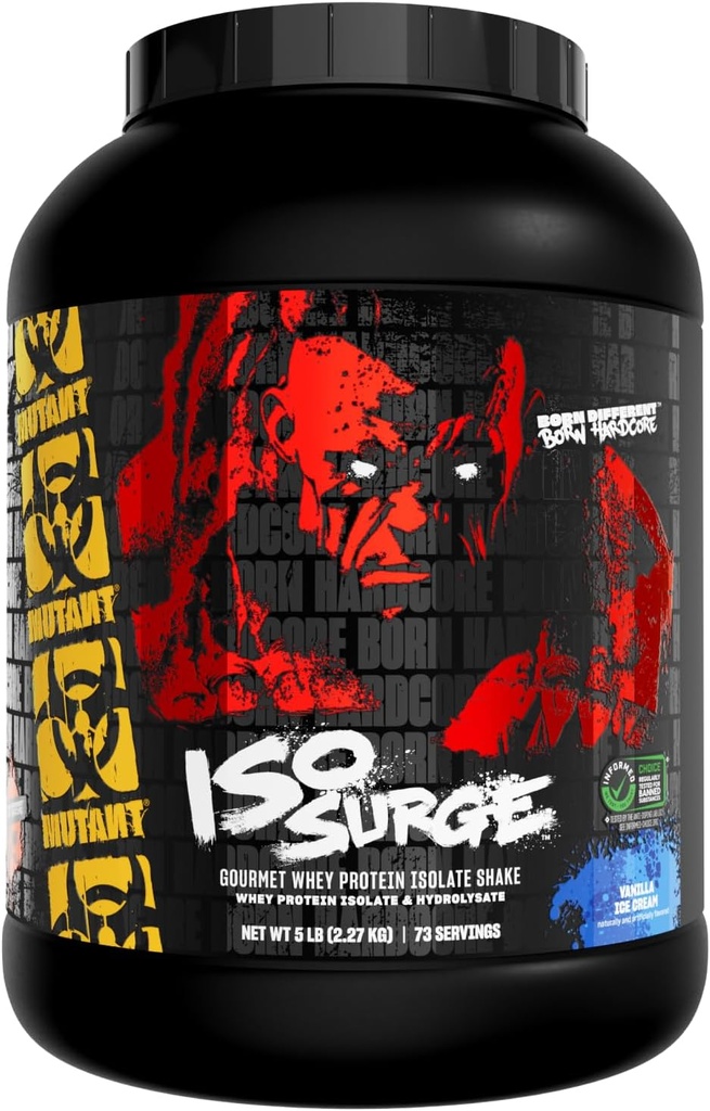 Mutant ISO Surge Whey Protein Isolate Powder Actos rápidos para ayudar a recuperar, construir músculo, a granel y fuerza, 5 lb - Vanilla Ice Cream