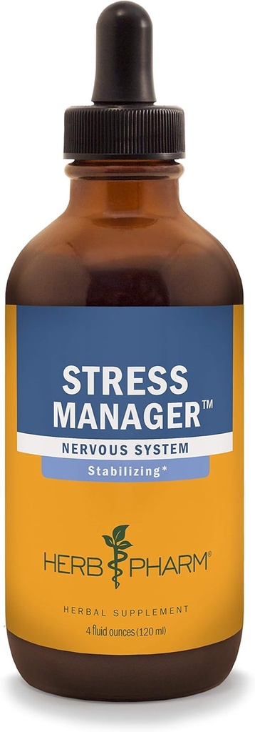 Herb Pharm Stress Manager Liquid Herbal Formula con Rhodiola y Holy Basil Liquid Extracts - 4 Ounce