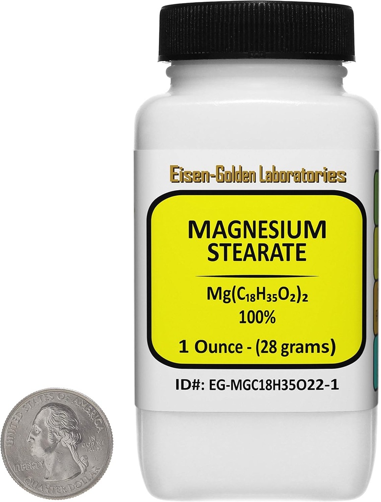 Estefato de magnesio [Mg(C18H35O2) 2] 100% HP Powder de Grado de Alimentos 1 Oz en una botella