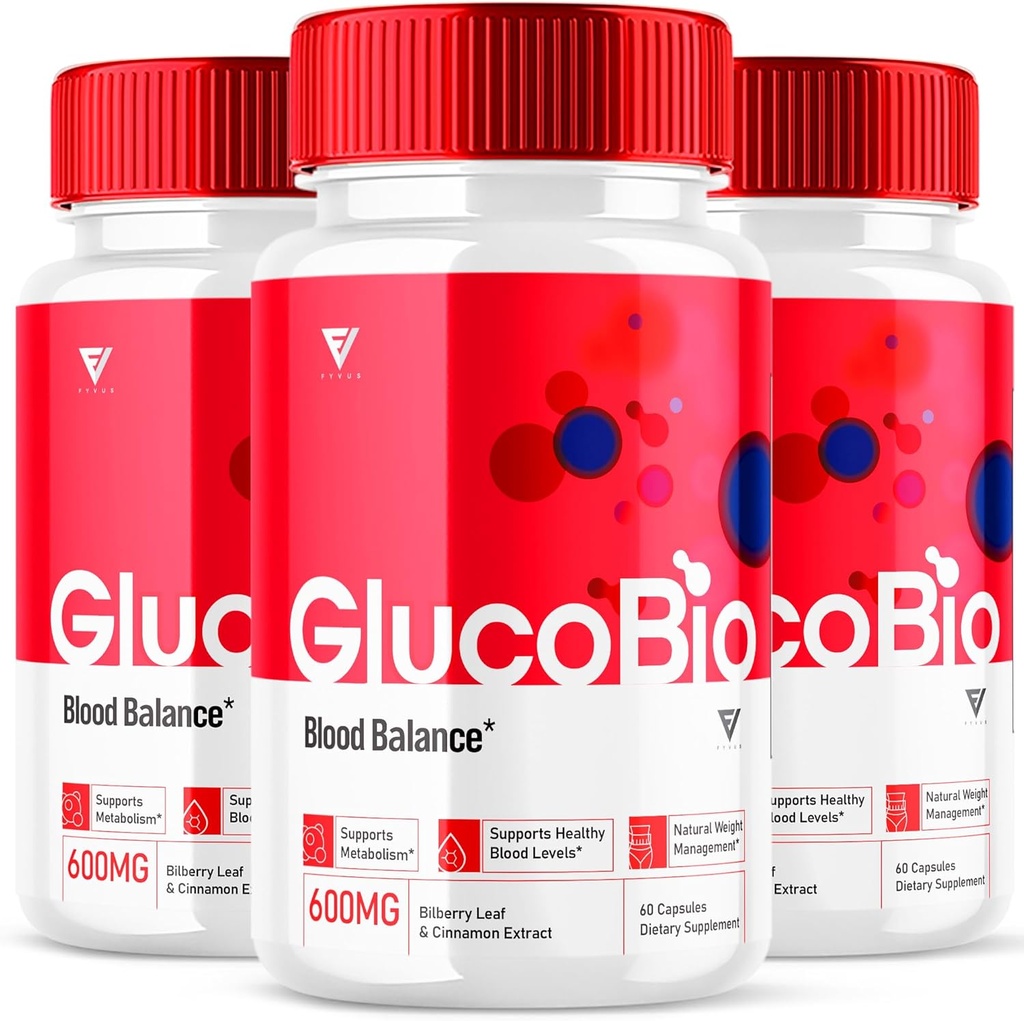 (3 Pack) GlucoBio Health and Wellness Support Capsules Gluco Bio Pills, Gluco Bio Natural Vitamina Global Health and Wellness Formula Glycogen Support Suplemento, BioGluco Capsules (180 cápsulas)