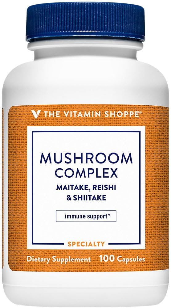 El Complejo de Mushroom de Vitamin Shoppe (Maitake, Reishi & Shiitake) Antioxidante que apoya el sistema inmunitario " Cerebro saludable (100 cápsulas)