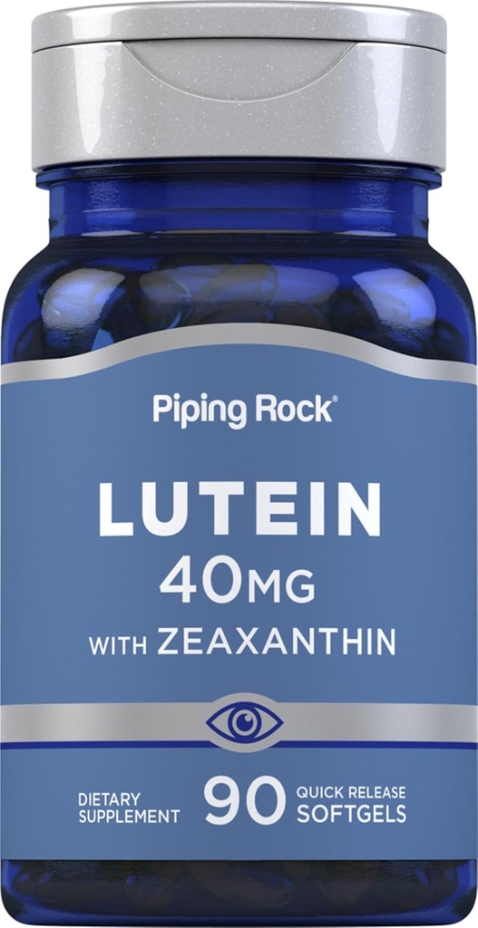 Piping Rock Lutein with Zeaxanthin 40mg  90 Softgels ← Salud Ocular Suplemento de Marigold Extract Silencio No Gluten Free