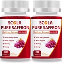 SCOLA Saffron Supplements, Pure 88.5mg Saffron Extract for Women ' Men, Boost Energy, Joint Supplements, Vegan, Non-GMO, 120 Capsules