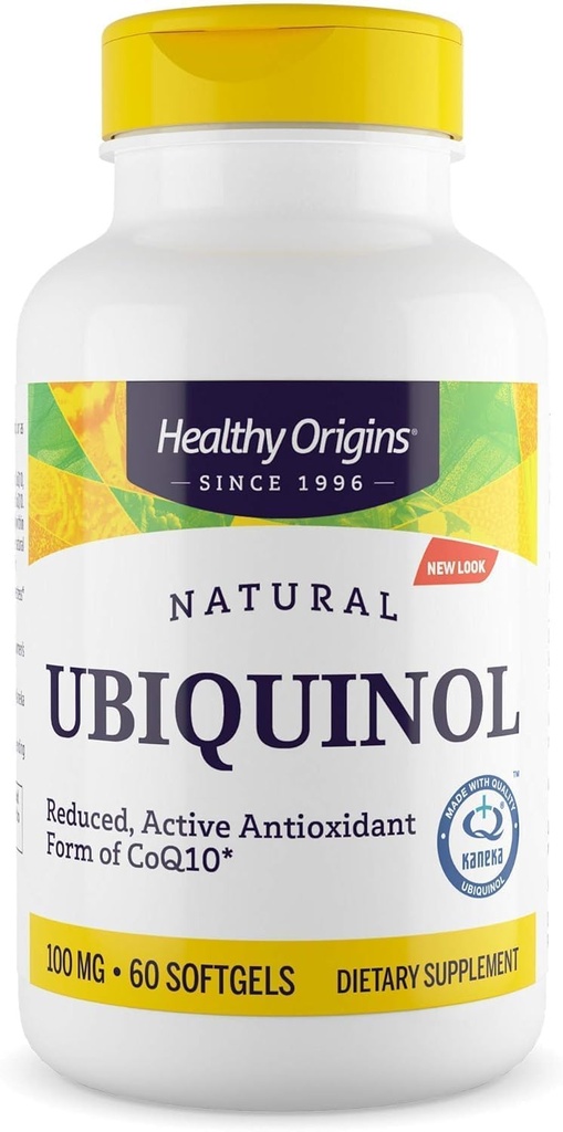 Orígenes saludables Ubiquinol 100 mg (Kaneka QH, Non-GMO, Gluten Free, Heart Support, Energy Support), 60 Softgels