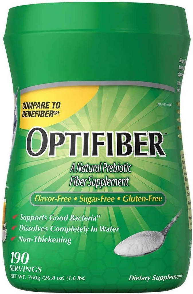 Optifibe'r Powder by Kik-Iand, Fiber Supplement, 25.6 oz (190 Servings)