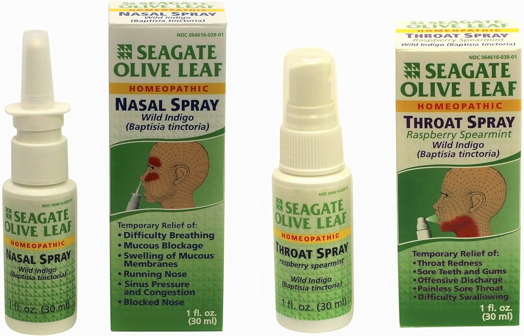 Productos de Seagate, Oliva Nasal y Raspberry Spearmint Throat Spray Combo Pack (2Pack), Productos